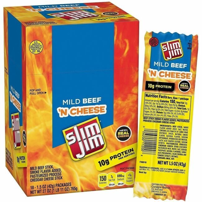 Food Slim Jim Mt Chse 18 Count GRR20900656