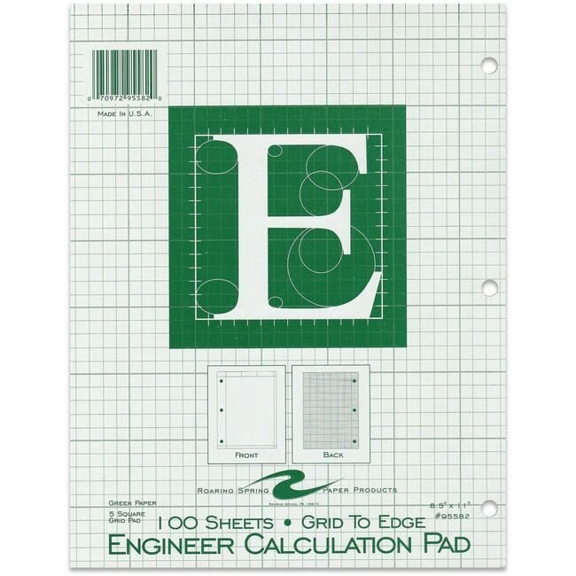Roaring Spring Paper Products Pad Engineers 100SHEET Green ROA95582CT