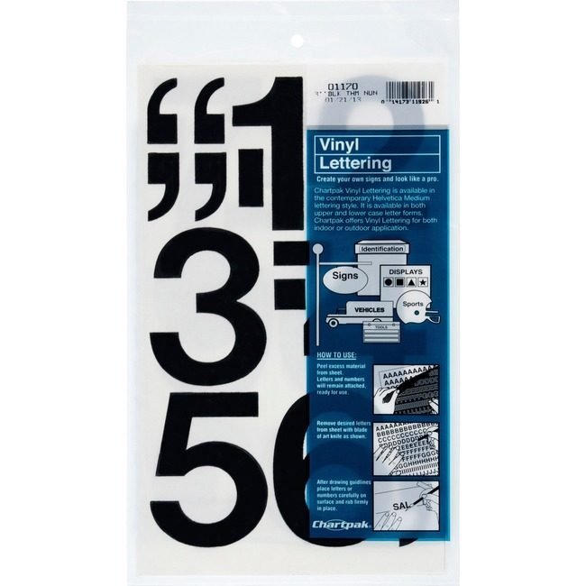 Chartpak Numbers Vinyl 3" Black CHA01170