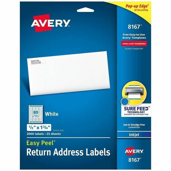 Avery Products Corporation Label Ezpeel Inkjt 1/2X1.75 AVE8167