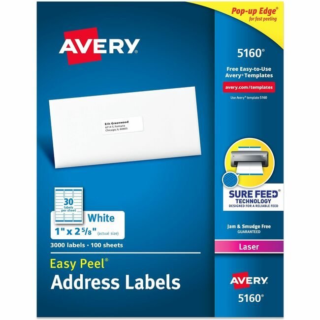 Avery Products Corporation Label Ezpeel Lsr 1X2.6 We AVE5160