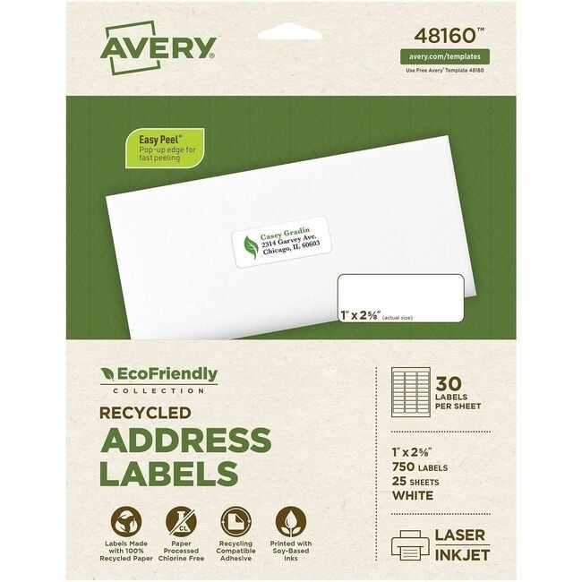 Avery Products Corporation Label Rcycld 1X2.6 750 Count AVE48160