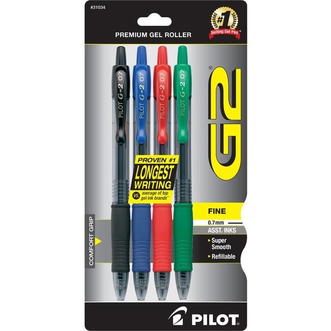 Pilot Corporation of America Pen Rollball G2 Fn 4/CD Assorted PIL31034