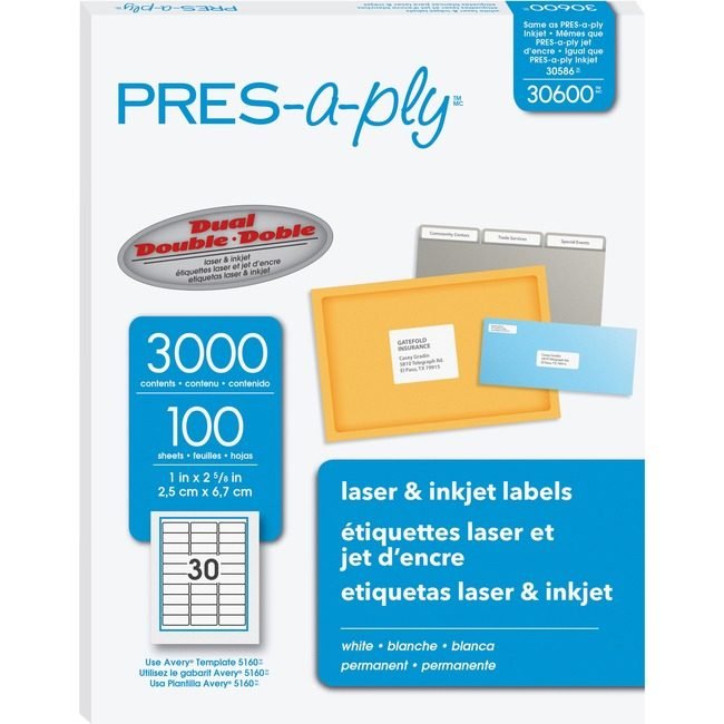 Avery Products Corporation Label Lsr/Inkjet 2-5/8X1 We AVE30600