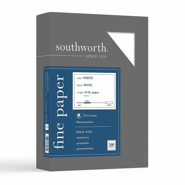 Southworth Paper 25%CTTN 24# 8.5X11 We SOU404C