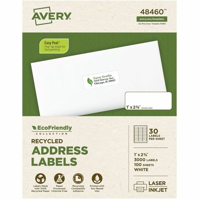 Avery Products Corporation Label Rcycld 1X2.6 3000 Count AVE48460