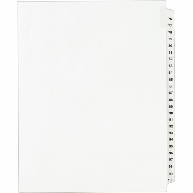 Avery Products Corporation Index Legal Sdtab 76-100 AVE01333