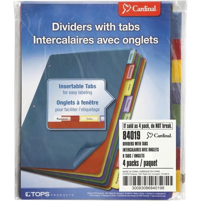 Cardinal Divider Index Poly 8TB Assorted CRD84019