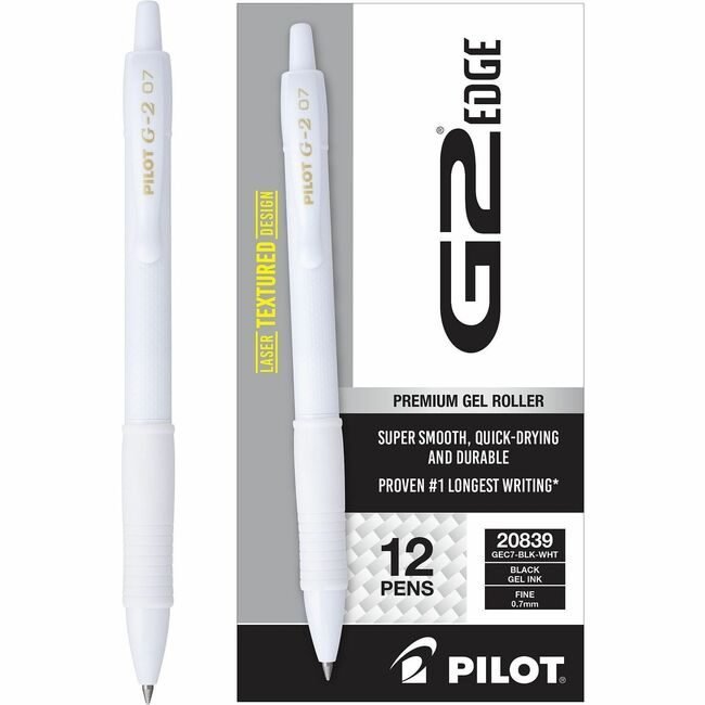 Pilot Corporation of America Pen Gel G2 EDGE WHT Black Fn PIL20839