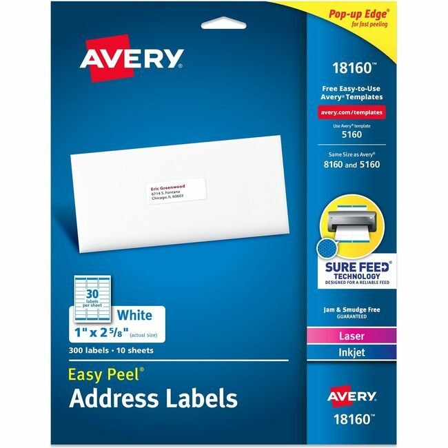 Avery Products Corporation Label Mail Ij 30UP 300 Count AVE18160