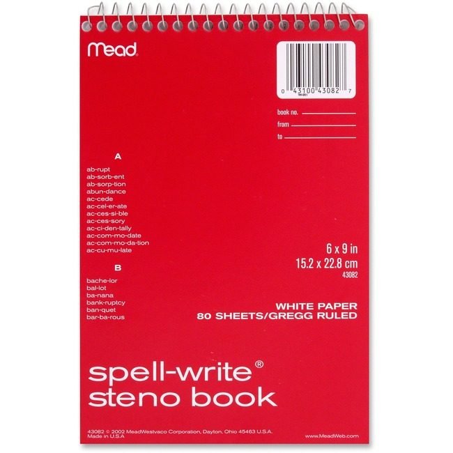 ACCO Brands Mead / Five Star Book Steno Spell Wrte Assorted MEA43082